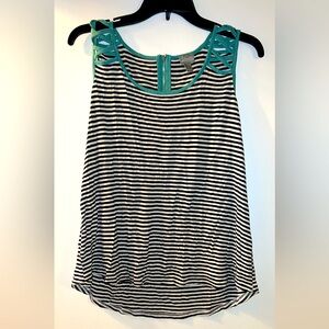 Stripe tank, blue, white, black, large